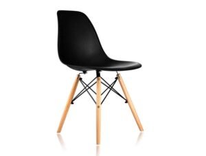 Black Eames style DSW dining chair set of 4 front view