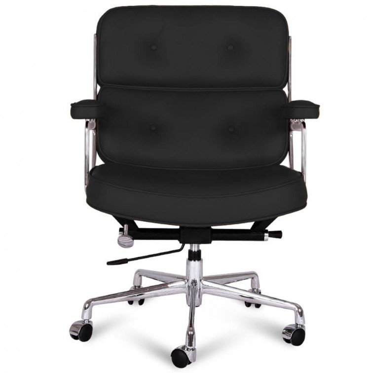Eames Style Executive ES104 Black Leather Lobby Office Chair Replica - Image 3