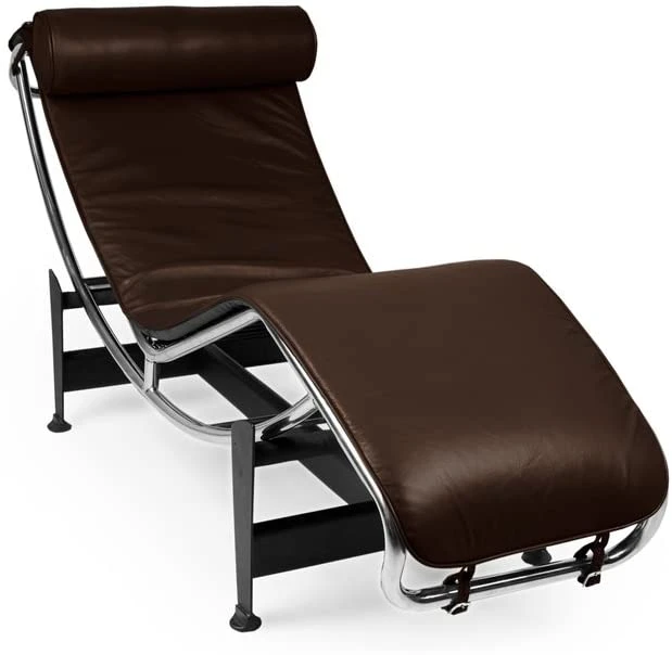 Le Corbusier Style LC4 Chaise Lounge – Premium Chocolate Brown Leather Reproduction - Image 3