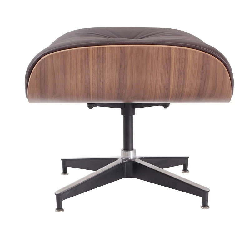 Eames ottoman replica standalone in black leather and walnut