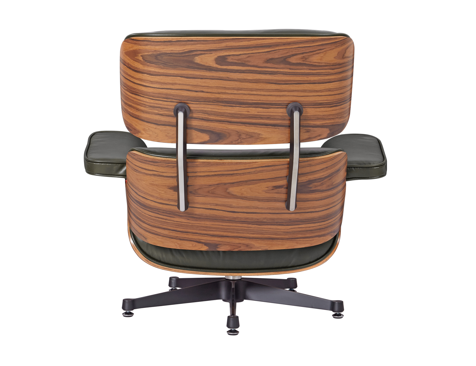 Eames Style Lounge Chair and Ottoman – Olive Green Leather with Rose wood Veneer - Image 7