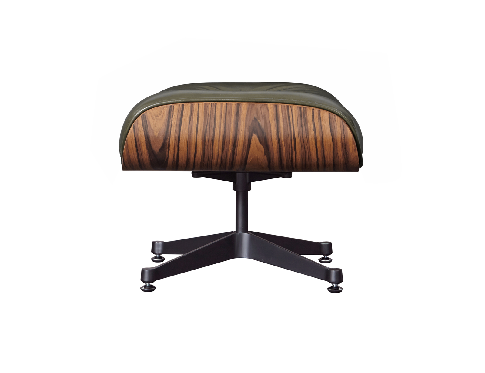 Eames Style Lounge Chair and Ottoman – Olive Green Leather with Rose wood Veneer - Image 9