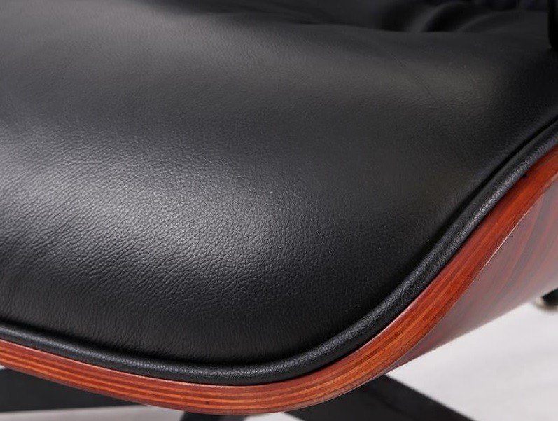 Eames Lounge Chair and Ottoman Replica – Black Leather with Dark Rose wood - Image 6