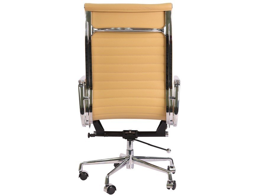 Eames Style EA119 Replica High Back Ribbed Thin Pad Office Chair - Camel Leather - Image 5