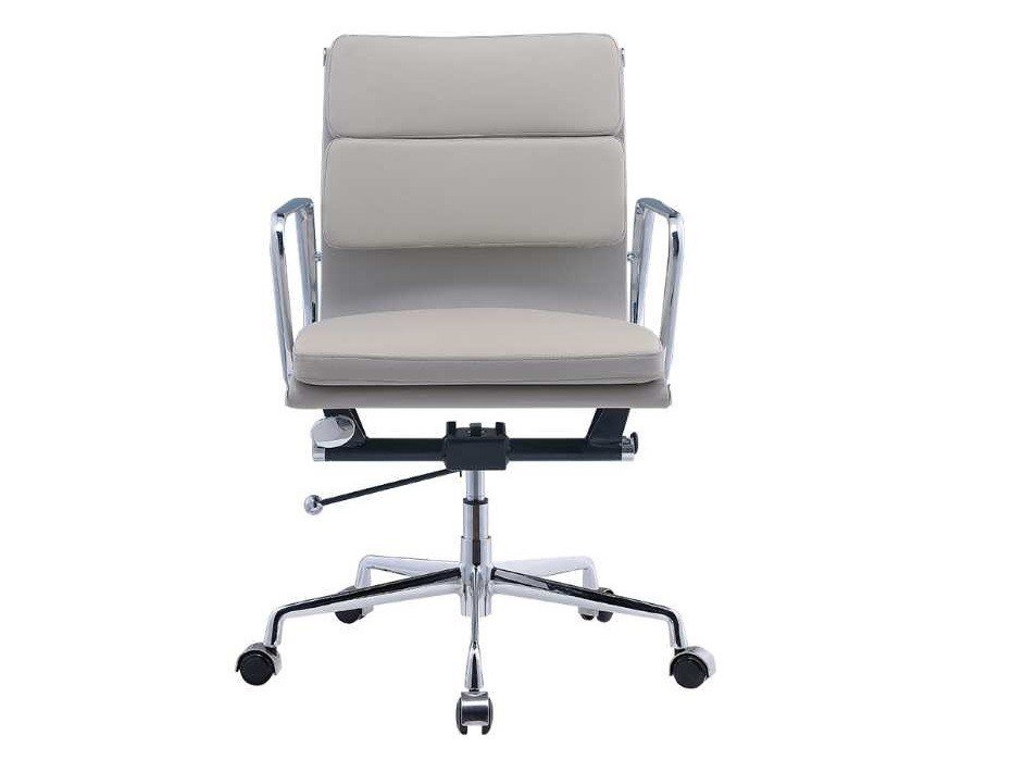 Eames Soft Pad Office Chair Replica – EA217 Low Back Light Grey Leather - Image 2