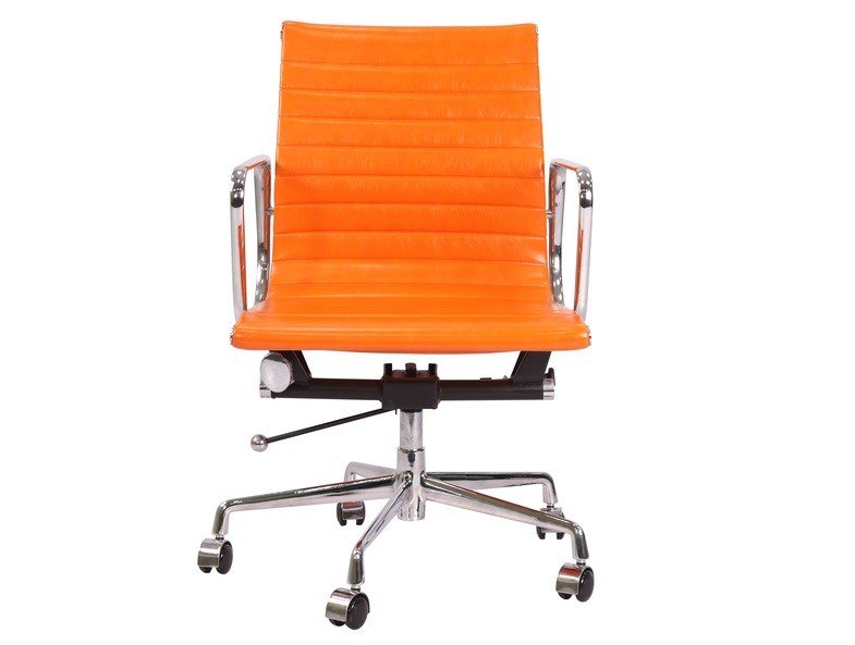 Eames Inspired Thin Pad Office Chair EA117 – Low Back Ribbed Orange Leather - Image 2