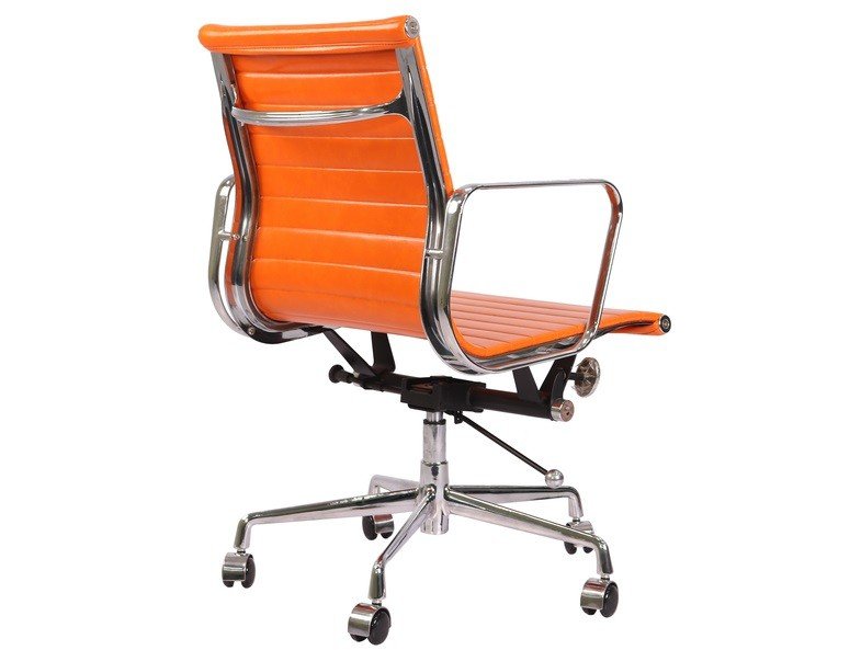 Eames Inspired Thin Pad Office Chair EA117 – Low Back Ribbed Orange Leather - Image 4